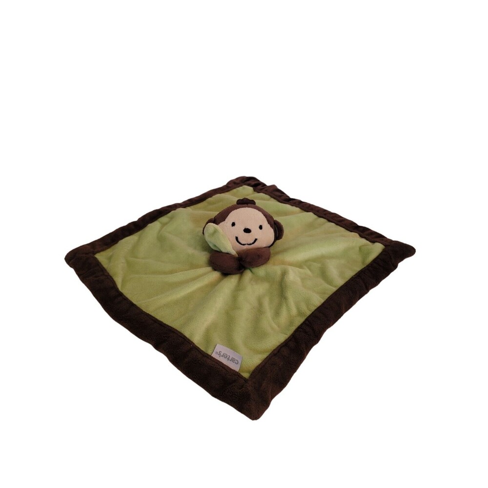 Infant Baby Boys Carter’s Green & Brown Monkey Plush Lovey Security Blanket